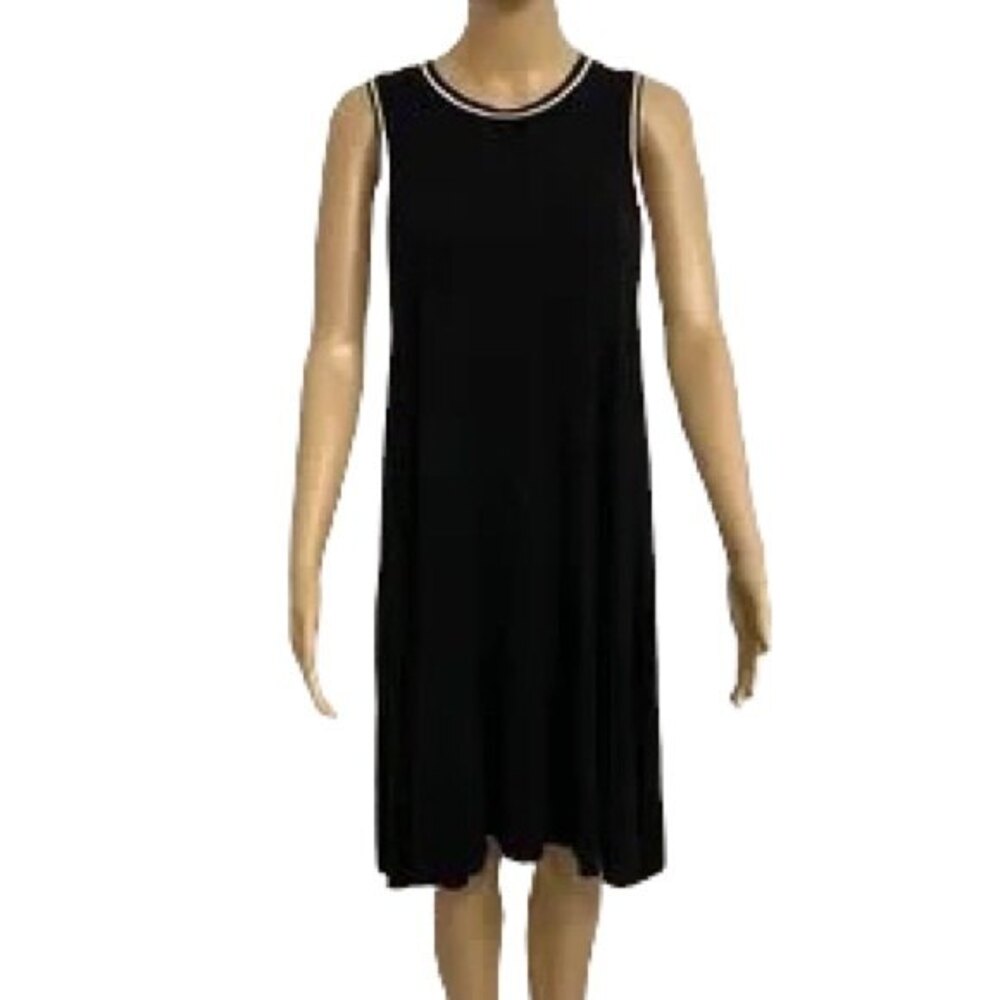 American Eagle Soft Sexy Swing Dress Black White Trim Cutout Back Size Medium